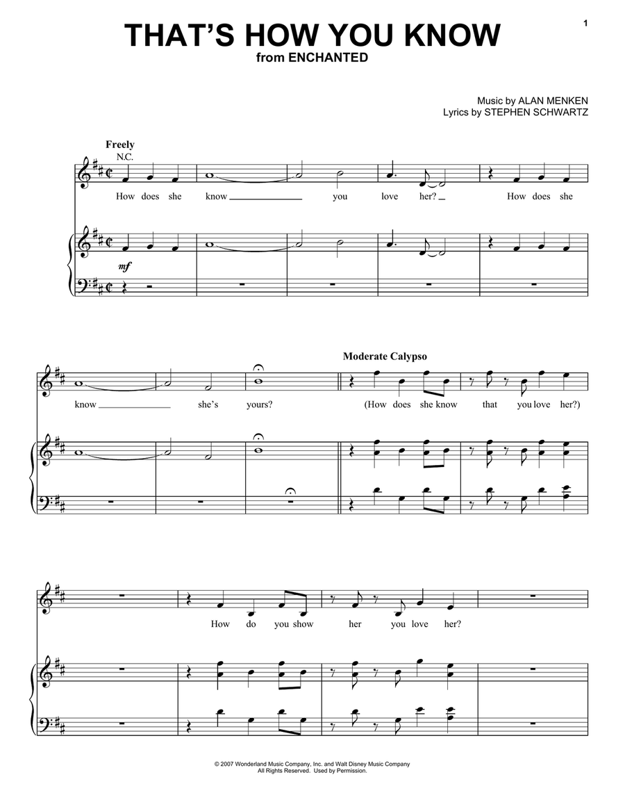 That's How You Know (from Enchanted) Piano, Vocal, Guitar scores gallery preview page 1