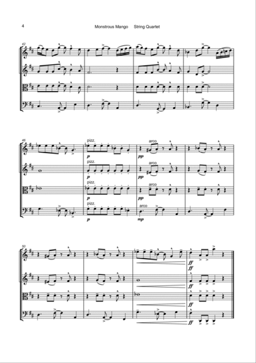Monstrous Mango for String Quartet String Quartet scores gallery preview page 5