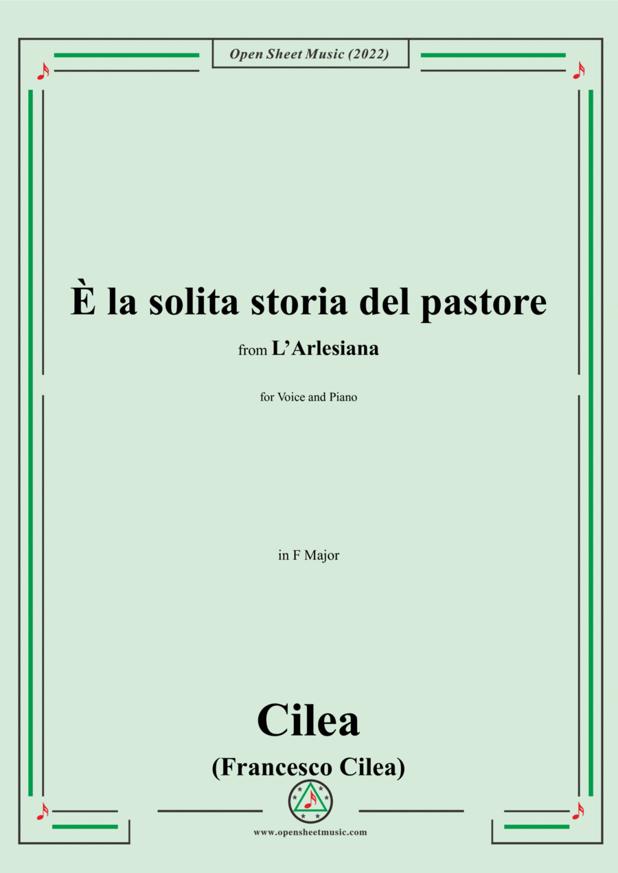 Book cover for Cilea-È la solita storia del pastore,in F Major,from L'Arlesiana,for Voice and Piano