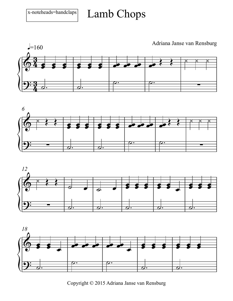 Lamb Chops Easy Piano scores gallery preview page 1