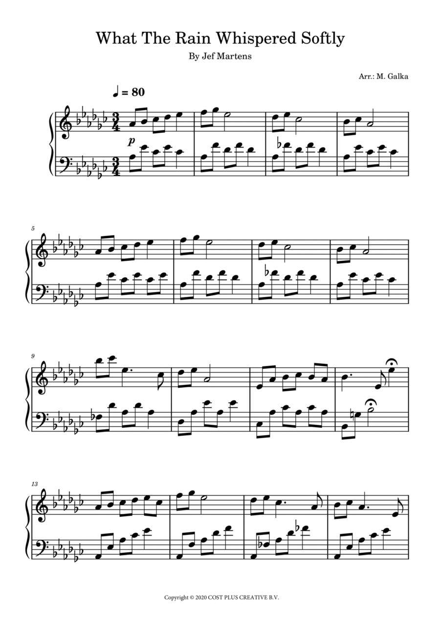 What The Rain Whispered Softly Piano Solo scores gallery preview page 1