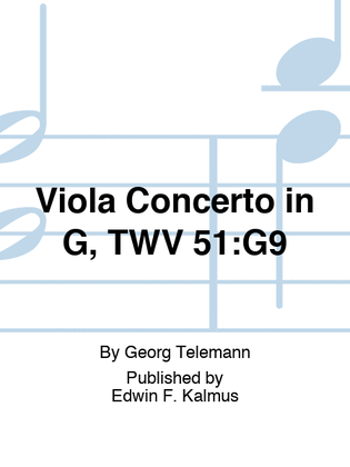 Book cover for Viola Concerto in G, TWV 51:G9