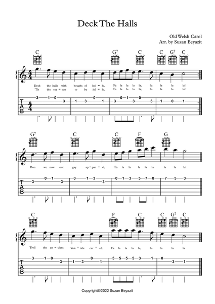 Deck The Halls (Easy Guitar with Chords) image number null