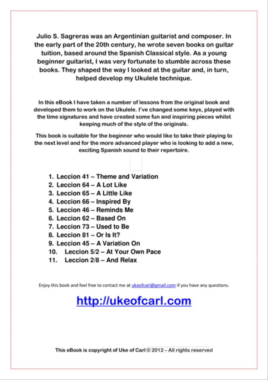 Sagreras for Ukulele - 11 Fun Pieces Ukulele scores gallery preview page 3