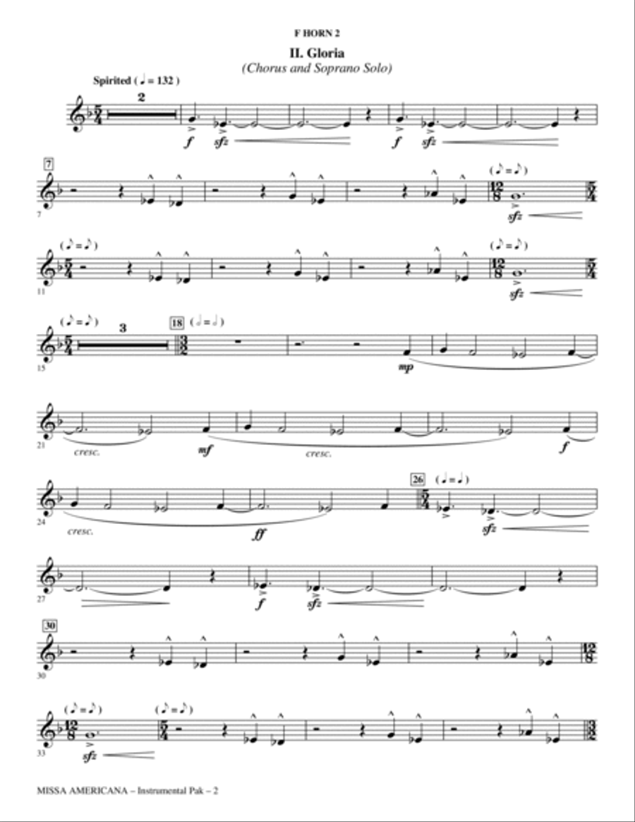 Missa Americana - F Horn 2 Choir scores gallery preview page 2