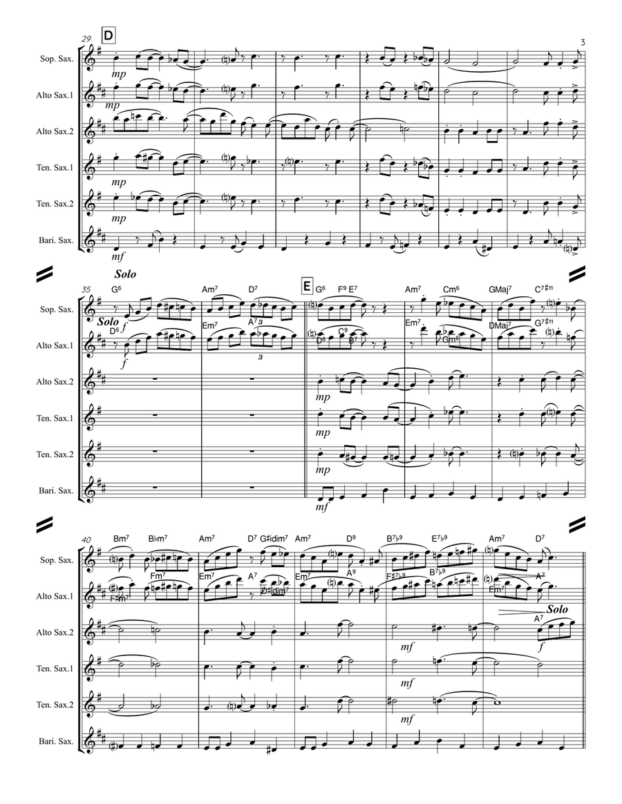 I've Got The World On A String Saxophone Quintet scores gallery preview page 4
