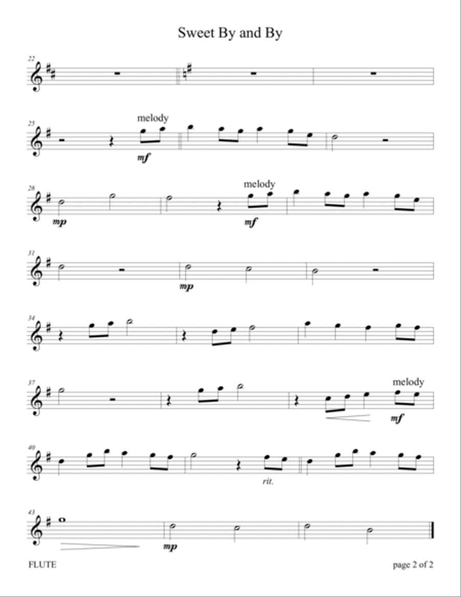 In the Sweet By and By (for Flute and/or Violin Duet with Piano accompaniment) Flute scores gallery preview page 4