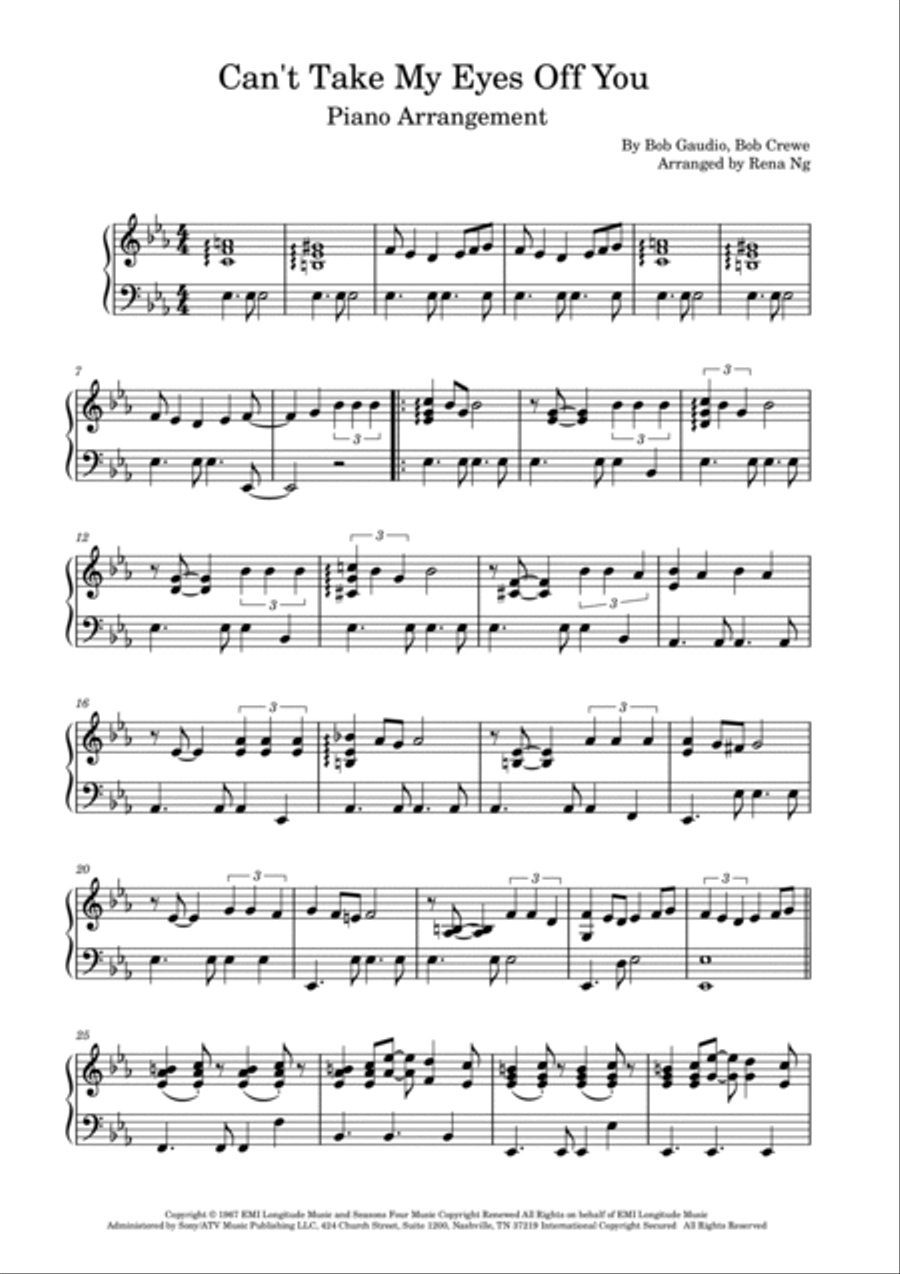 Can't Take My Eyes Off Of You Piano Solo scores gallery preview page 2