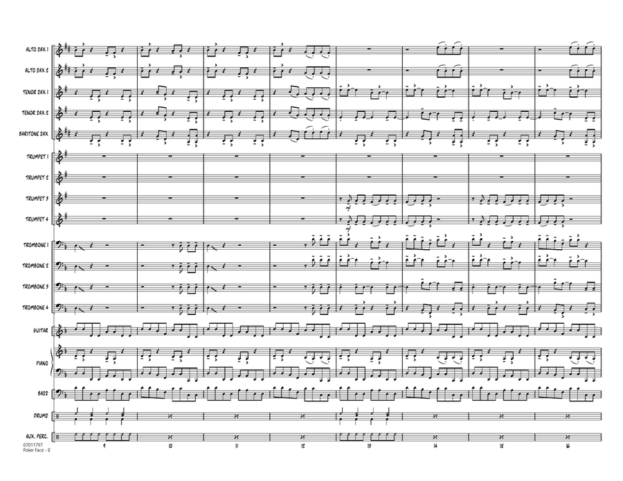 Poker Face - Full Score Poker Face - Full Score Jazz Ensemble scores gallery preview page 2