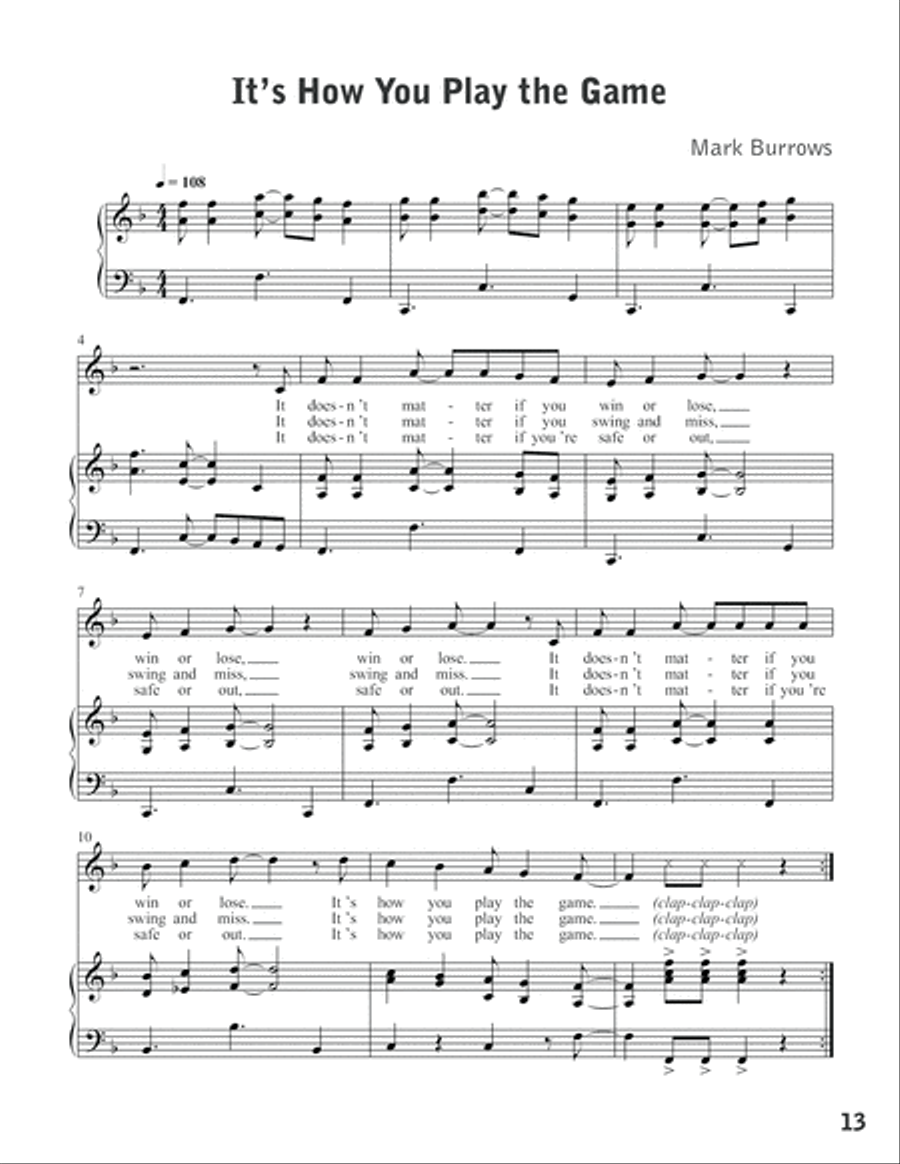 Play Ball! Unison Choir scores gallery preview page 14