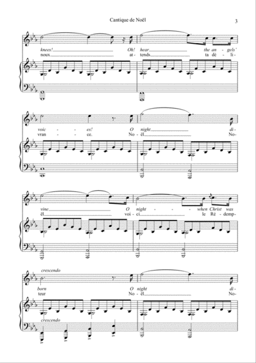 O Holy Night / Cantique de noël for voice and easy piano (Eb Major) Piano, Vocal, Guitar scores gallery preview page 4
