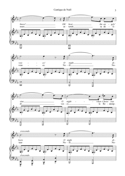 O Holy Night / Cantique de noël for voice and easy piano (Eb Major)