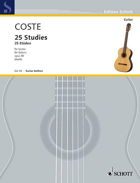 25 Etudes, Op. 38 by Napoleon Coste Acoustic Guitar - Sheet Music