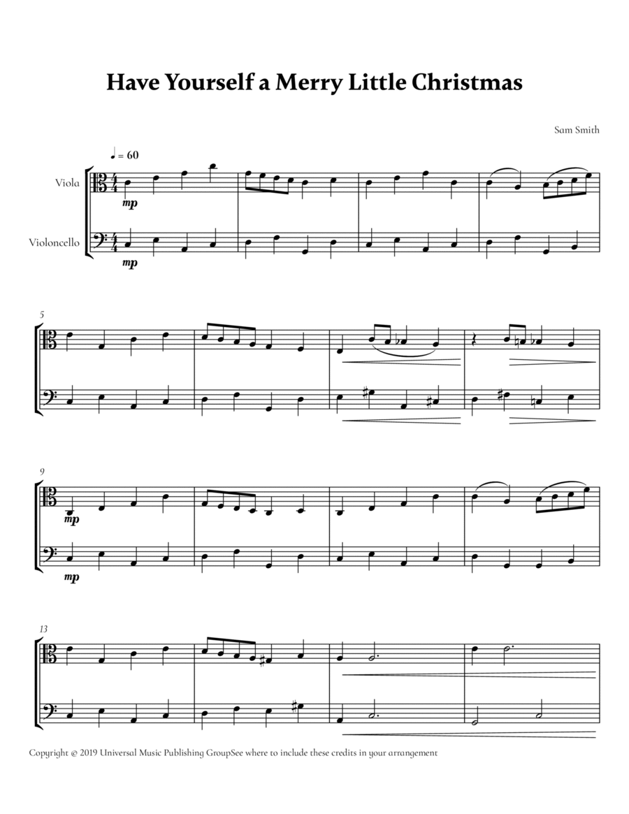 Have Yourself A Merry Little Christmas Score and Parts scores gallery preview page 1