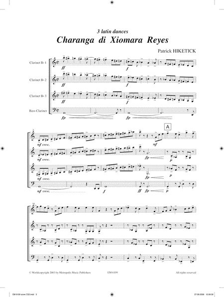 Latin Dances no.1 (Charanga) for Clarinet Quartet image number null