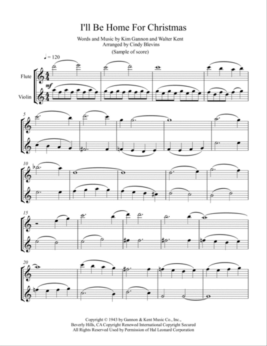 I'll Be Home For Christmas Flute scores gallery preview page 2