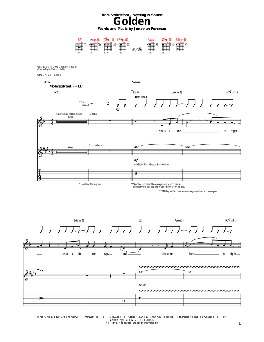 Golden Acoustic Guitar scores gallery preview page 1
