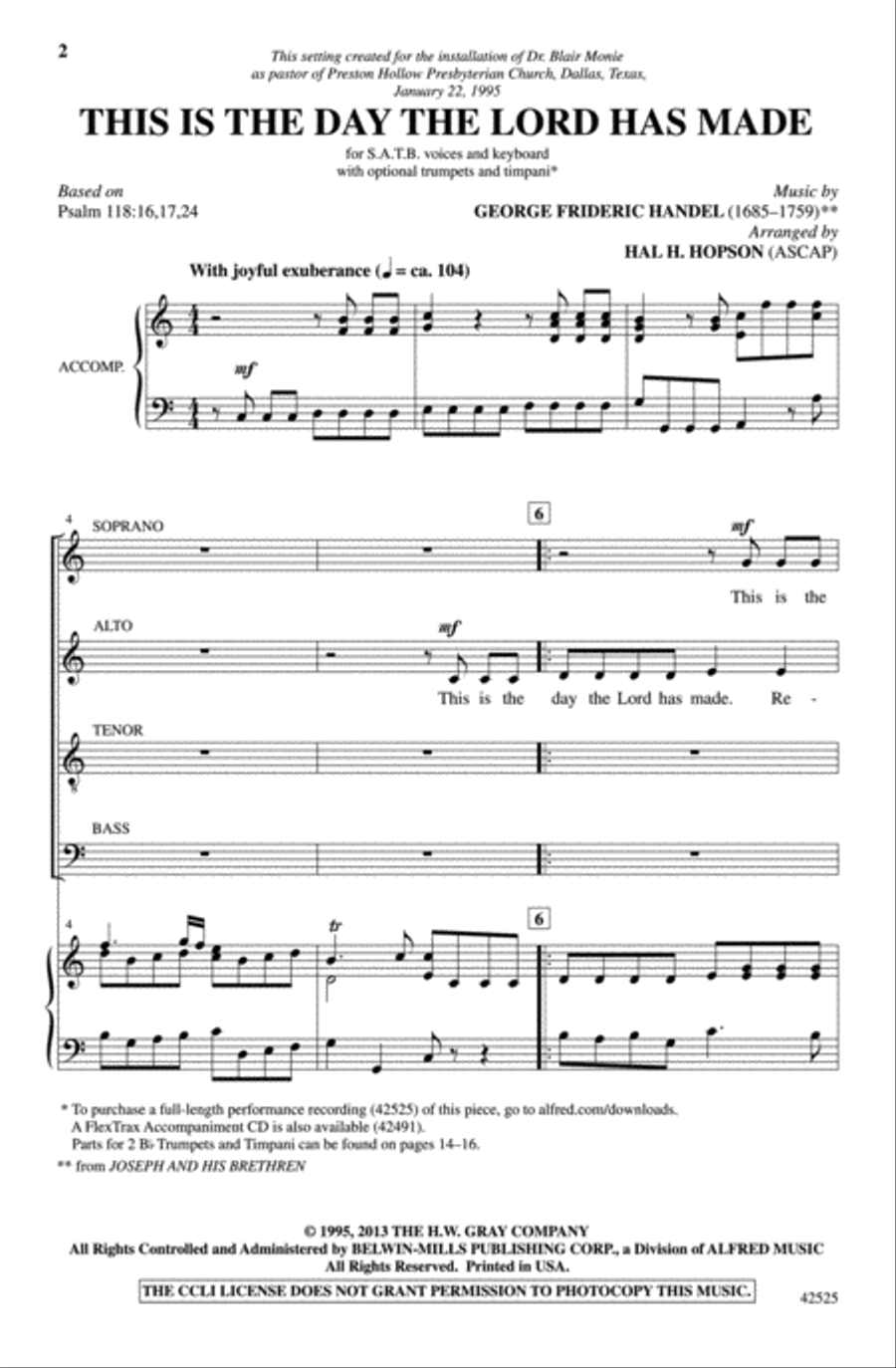 This Is the Day the Lord Has Made 4-Part scores gallery preview page 1