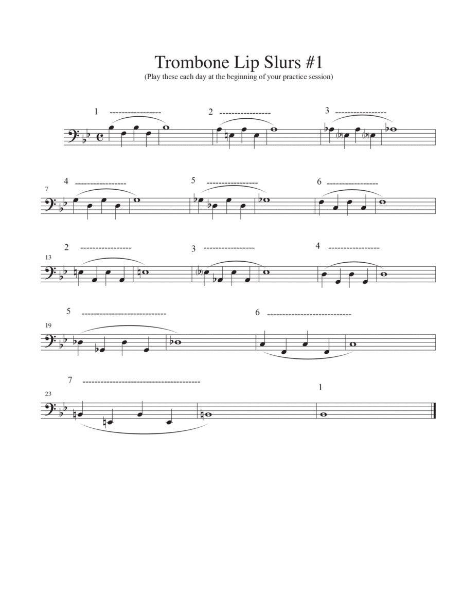 Trombone Lip Slurs Trombone Solo scores gallery preview page 1