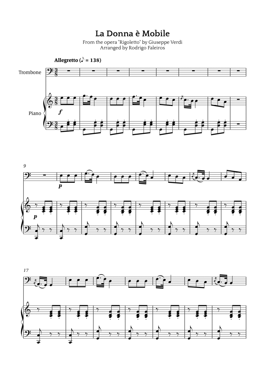 La Donna è Mobile Chamber Music scores gallery preview page 1
