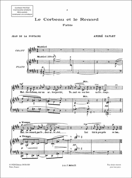 3 Fables De Jean De La Fontaine Mezzo-Piano