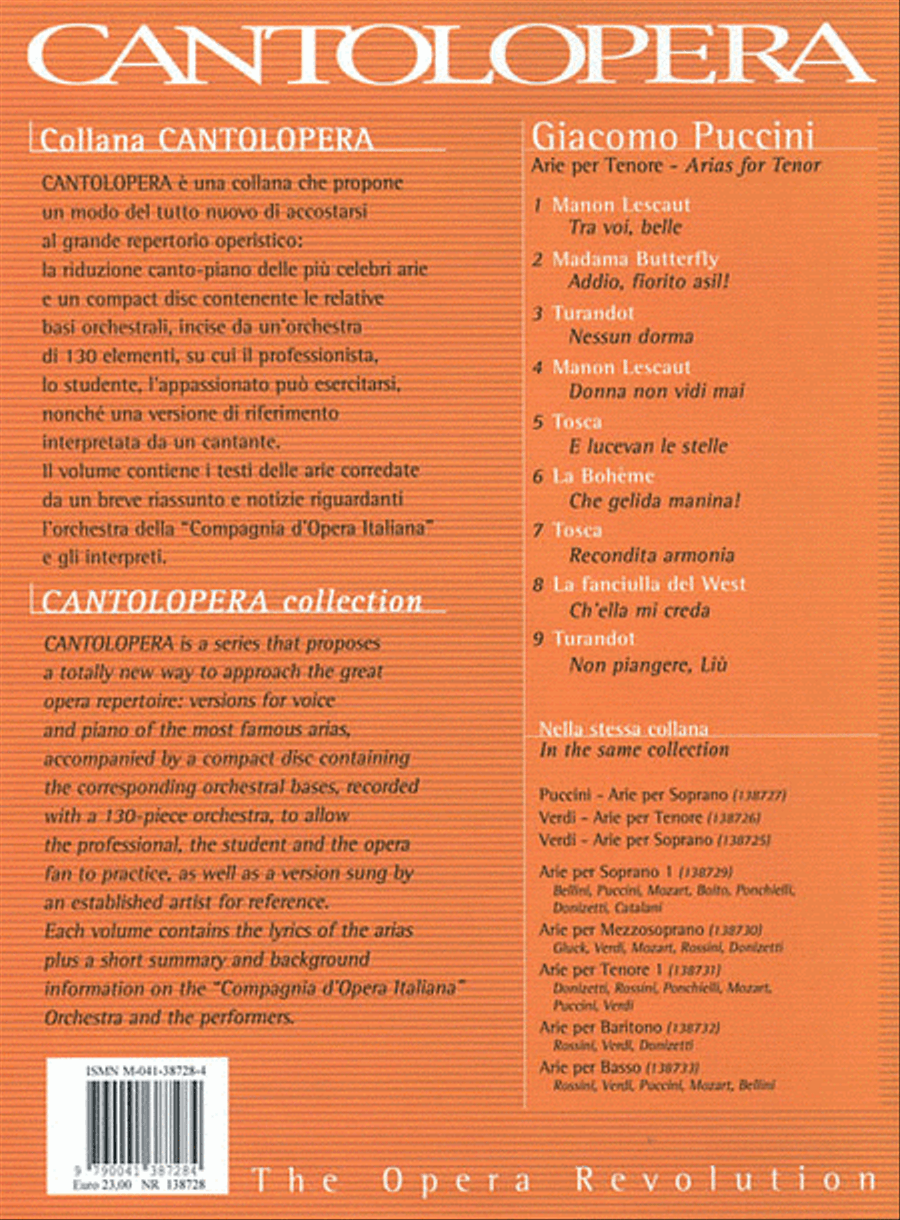 Cantolopera: Puccini Arias for Tenor image number null