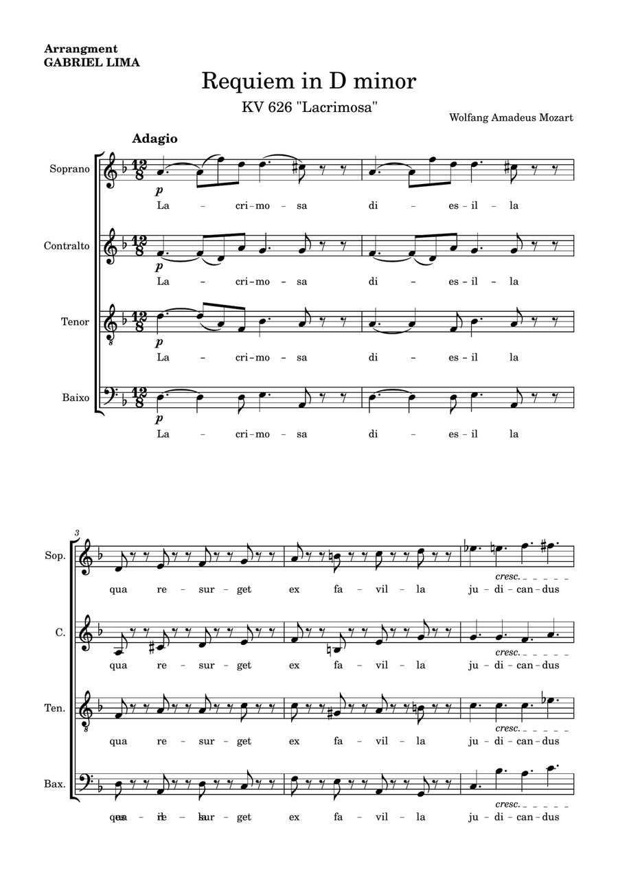Lacrimosa Lacrimosa 4-Part scores gallery preview page 1