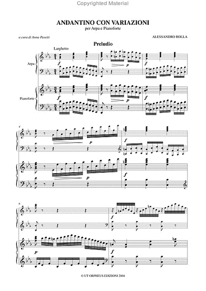 Andantino with Variations for Harp and Piano (Violin and Harp)