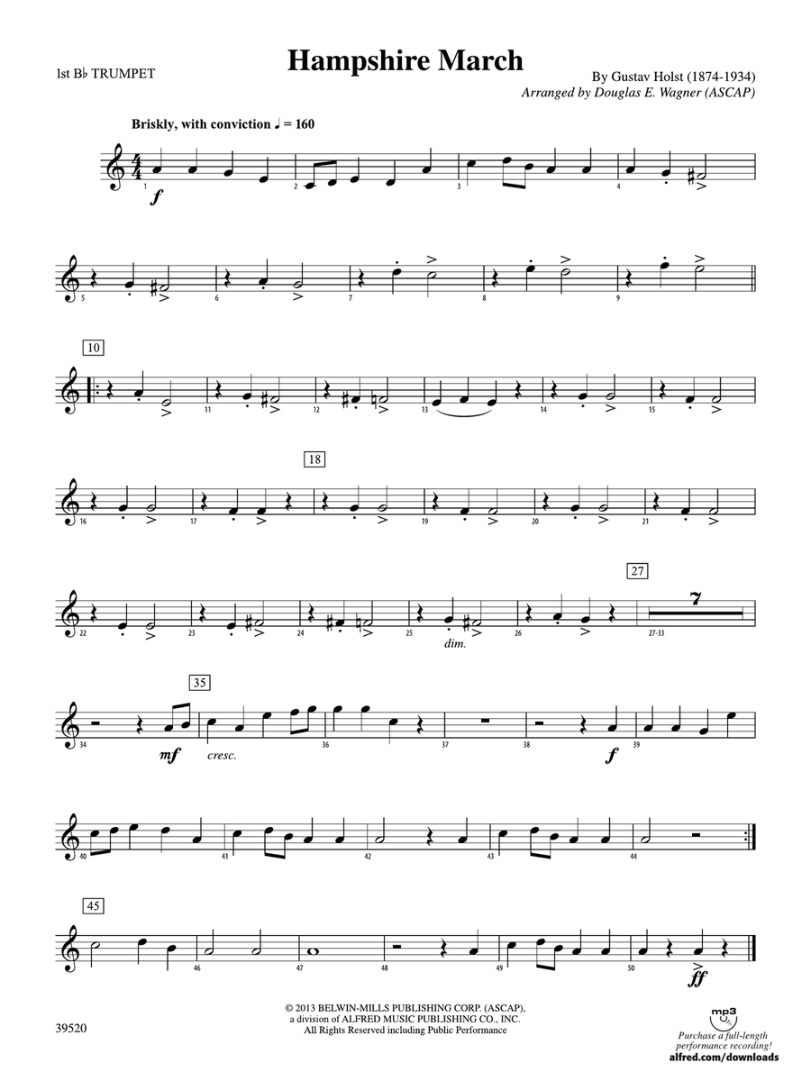 Hampshire March: 1st B-flat Trumpet
