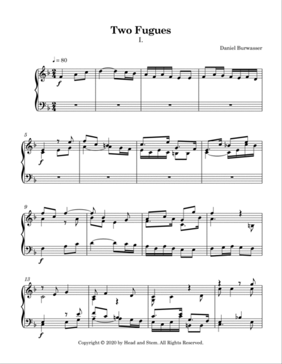 Two Fugues for solo keyboard Piano Solo scores gallery preview page 2