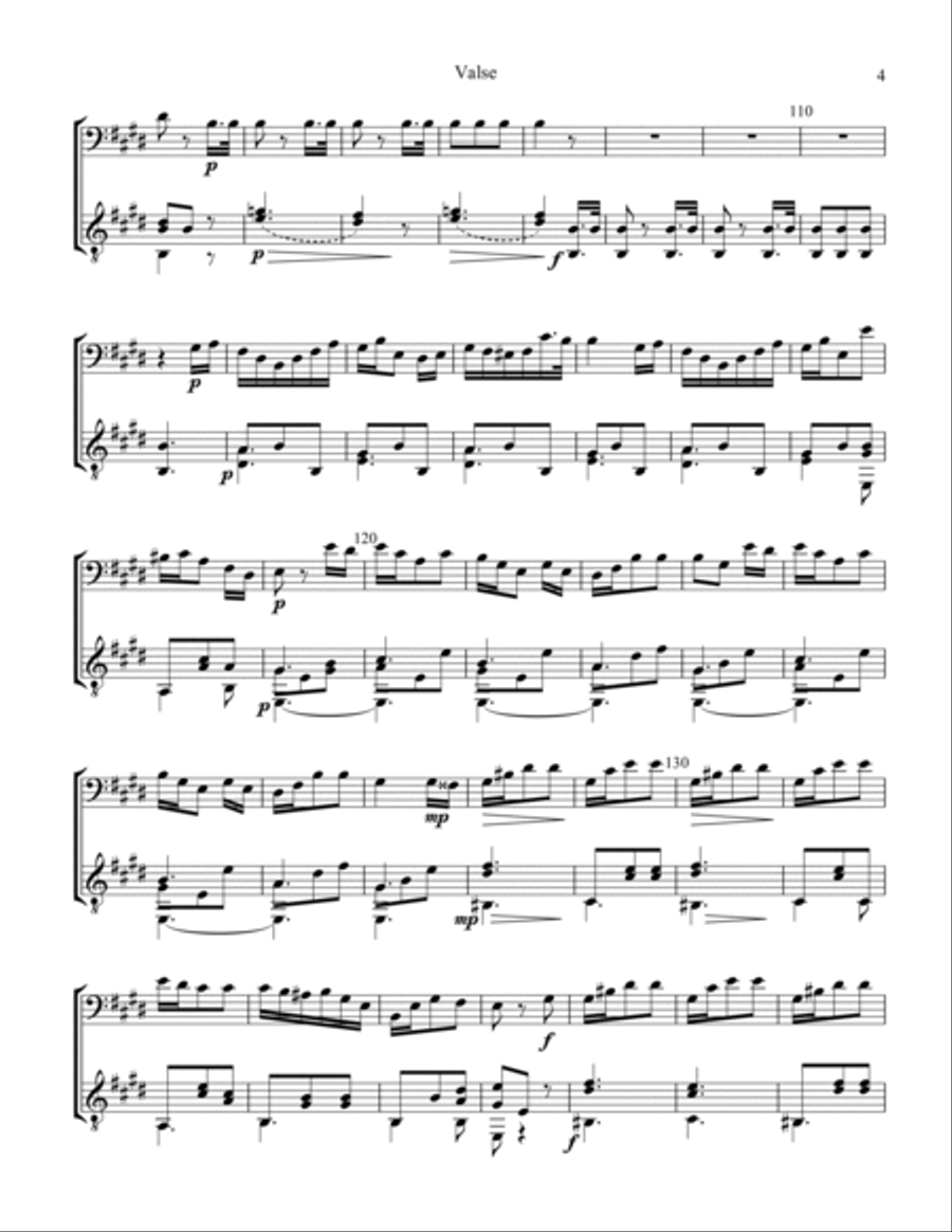 Valse / Waltz Op. 34 for cello and guitar String Duet scores gallery preview page 5