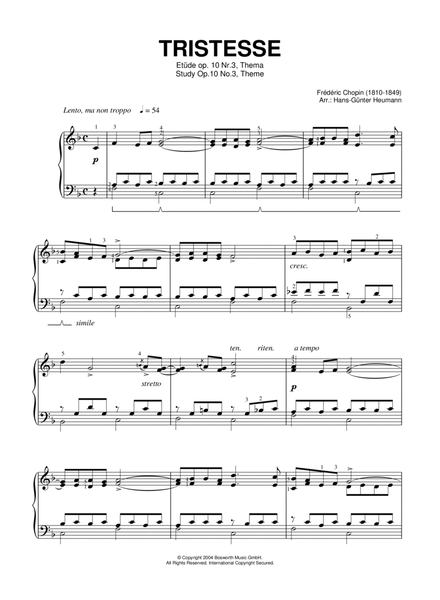 Etude In F Major, Op. 10, No. 3 (Tristesse) (arr. Hans-Gunter Heumann)