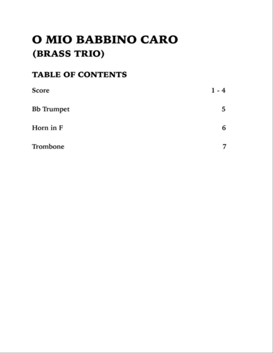 O Mio Babbino Caro (Brass Trio): Trumpet, Horn in F and Trombone Brass Trio scores gallery preview page 4