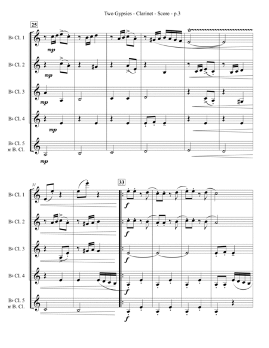 Two Gypsies - Clarinet Quintet/Ensemble Clarinet Quintet scores gallery preview page 4