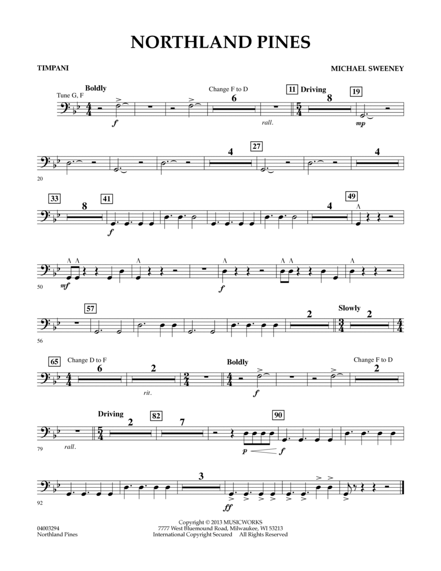 Northland Pines - Timpani Concert Band scores gallery preview page 1