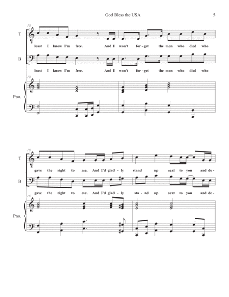 God Bless The U.s.a. TB scores gallery preview page 5