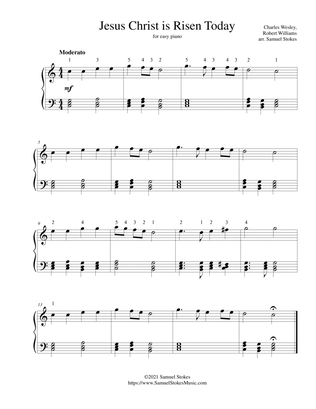 Jesus Christ is Risen Today (Llanfair) - for easy piano