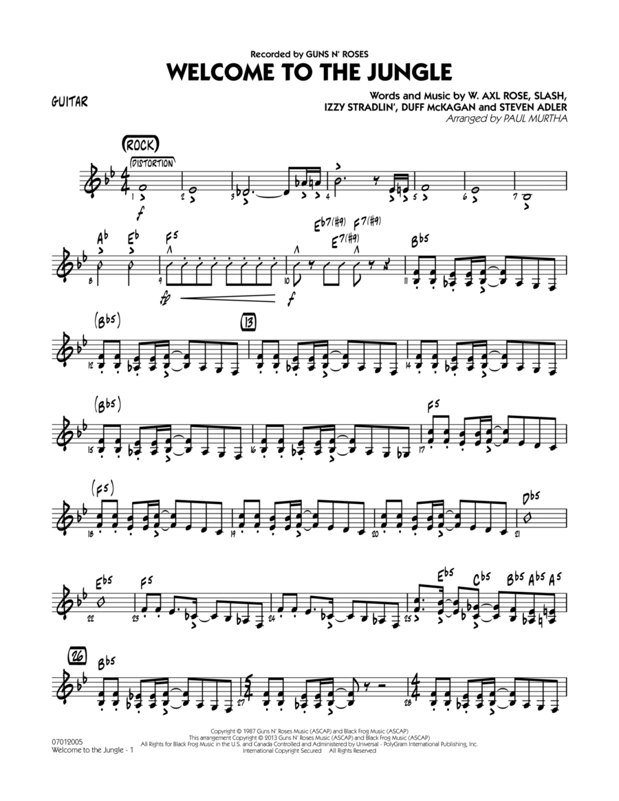 Welcome to the Jungle - Guitar Jazz Ensemble scores gallery preview page 1