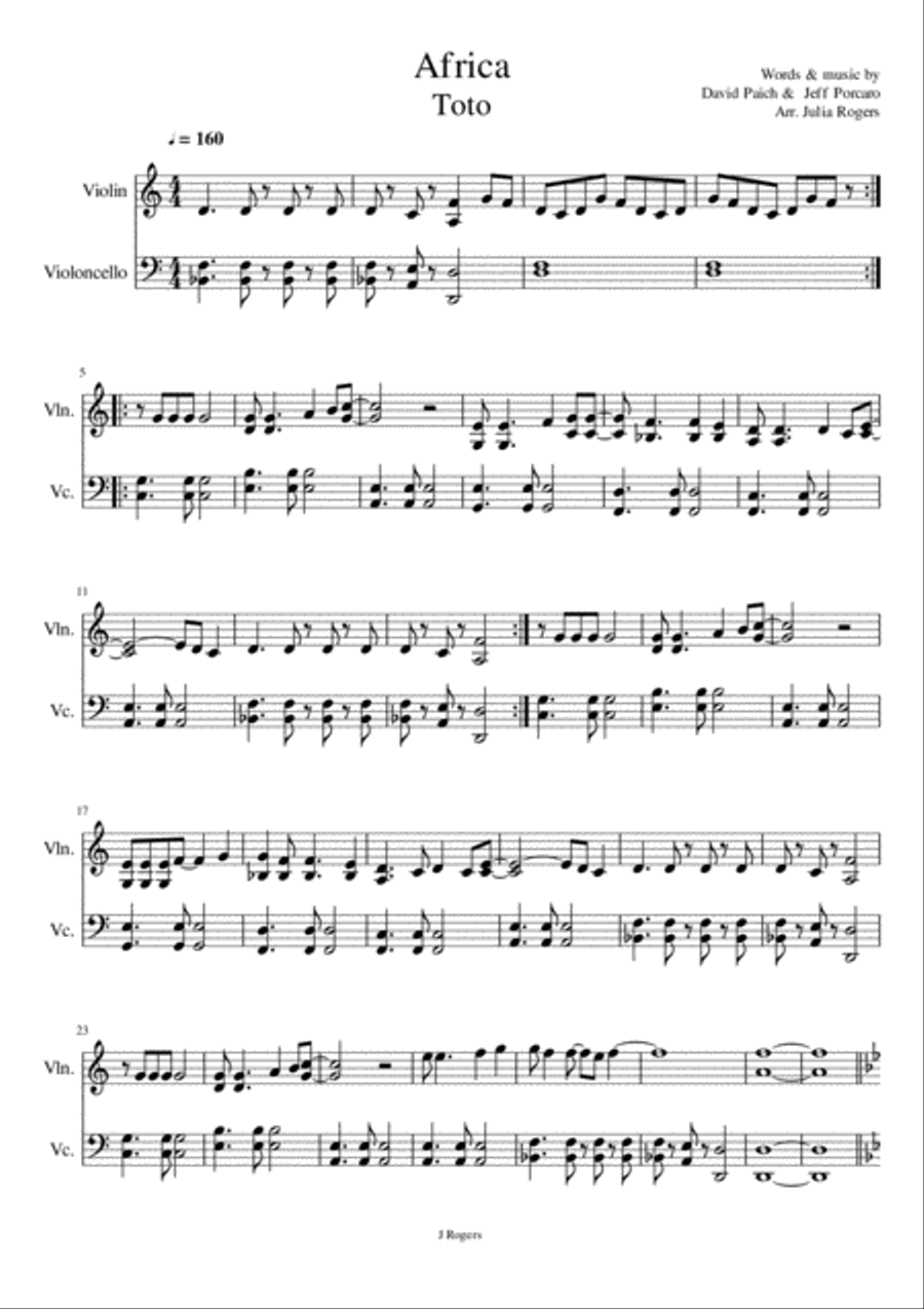 Africa Africa String Duet scores gallery preview page 1