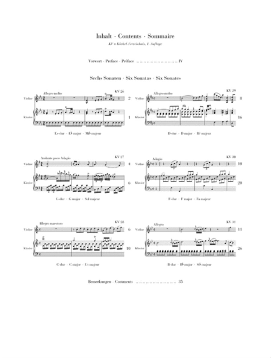 Wolfgang Amadeus Mozart – “Wunderkind” Sonatas, Volume 3, K. 26-31 Violin Solo scores gallery preview page 2