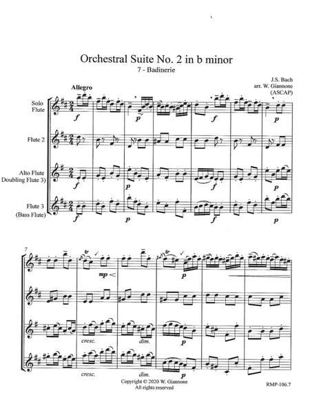 Bach - Badinerie from Orchestral Suite No. 2 in b minor (for 3 flutes) - Score Only image number null