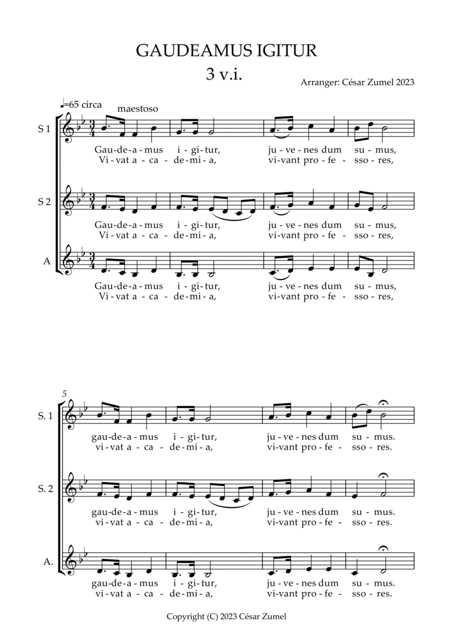 Gaudeamus igitur (SSA) SSA scores gallery preview page 1