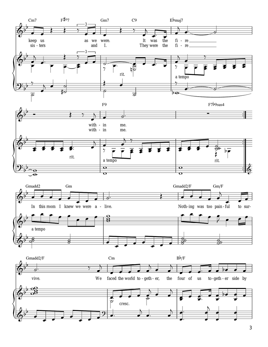 The Fire Within Me Piano, Vocal, Guitar scores gallery preview page 3