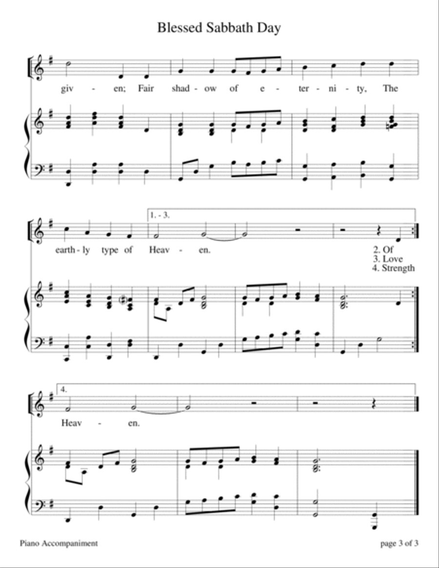 Sabbath Celebration (a collection of 20 hymns and choruses) Voice scores gallery preview page 6