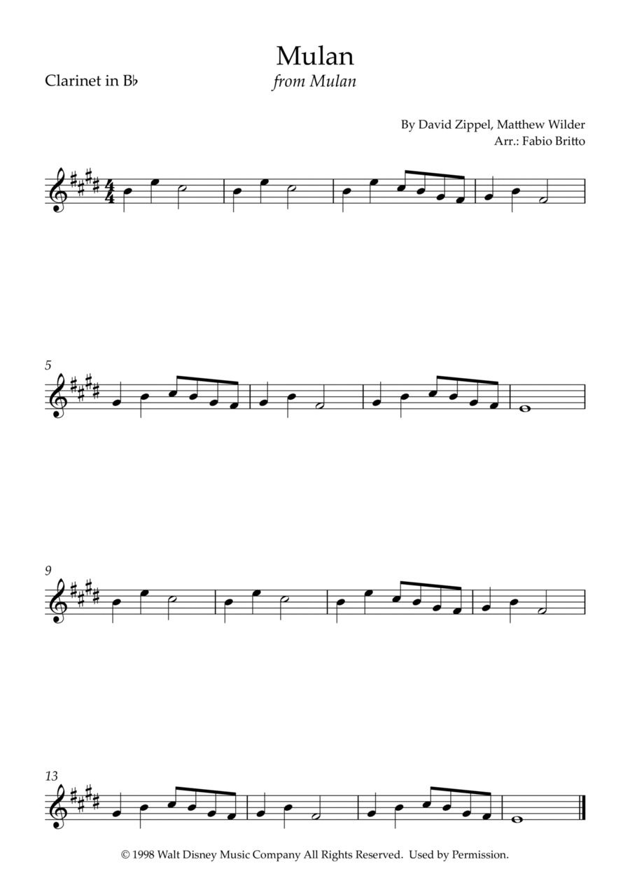 Honor To Us All Honor To Us All B-Flat Clarinet scores gallery preview page 1