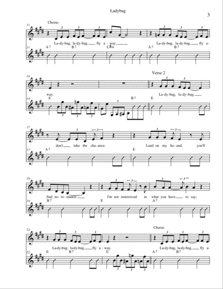 Ladybug Ladybug Piano, Vocal, Guitar scores gallery preview page 3