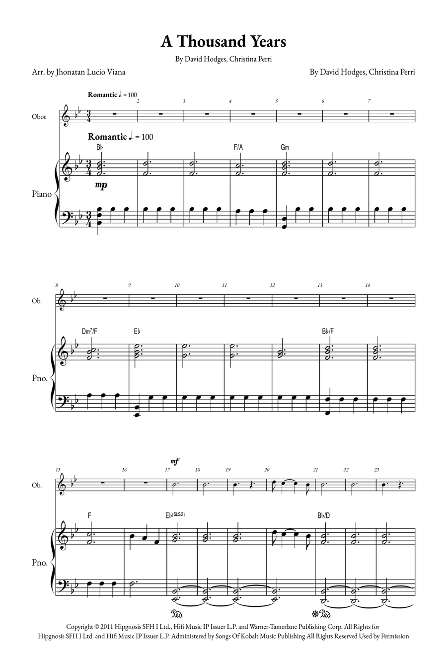 A Thousand Years Piano scores gallery preview page 1