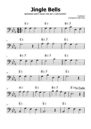 Jingle Bells - Eb Major (with note names)