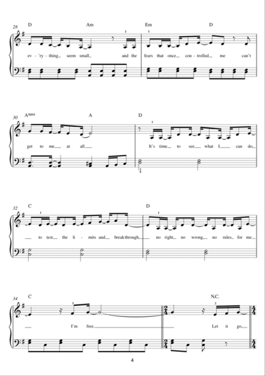 Let It Go (from Frozen) Easy Piano scores gallery preview page 4