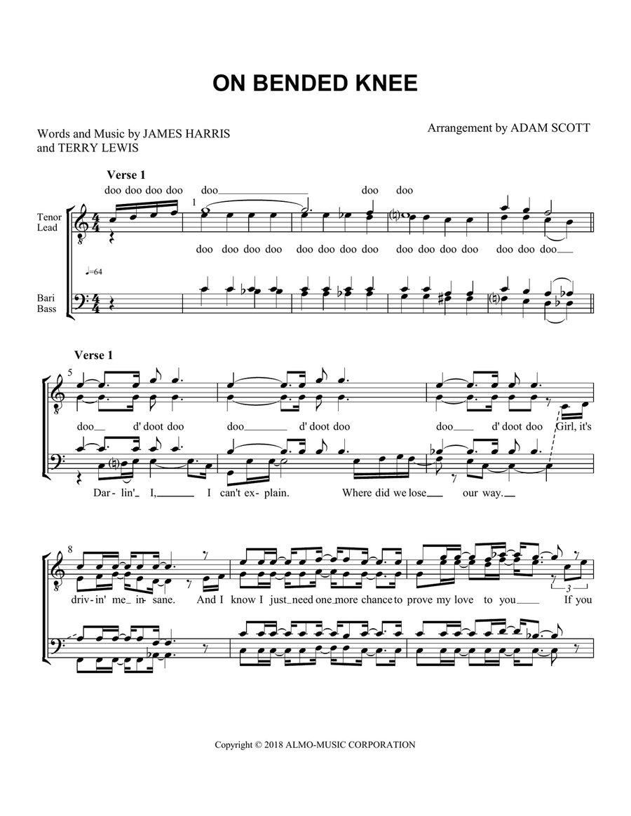 On Bended Knee TTBB scores gallery preview page 1